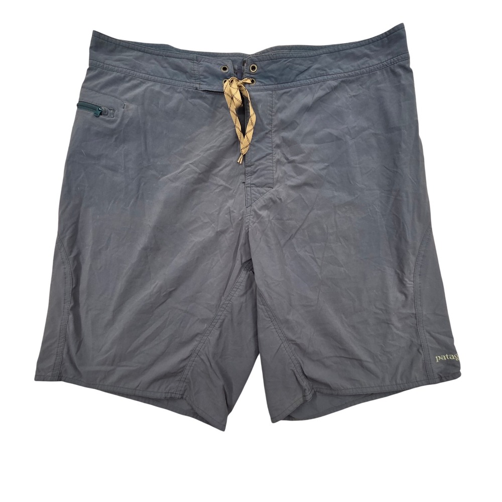 Patagonia Mens 38 Stretch Wavefarer Board Shorts Gray Blue Swim Trunks 86541